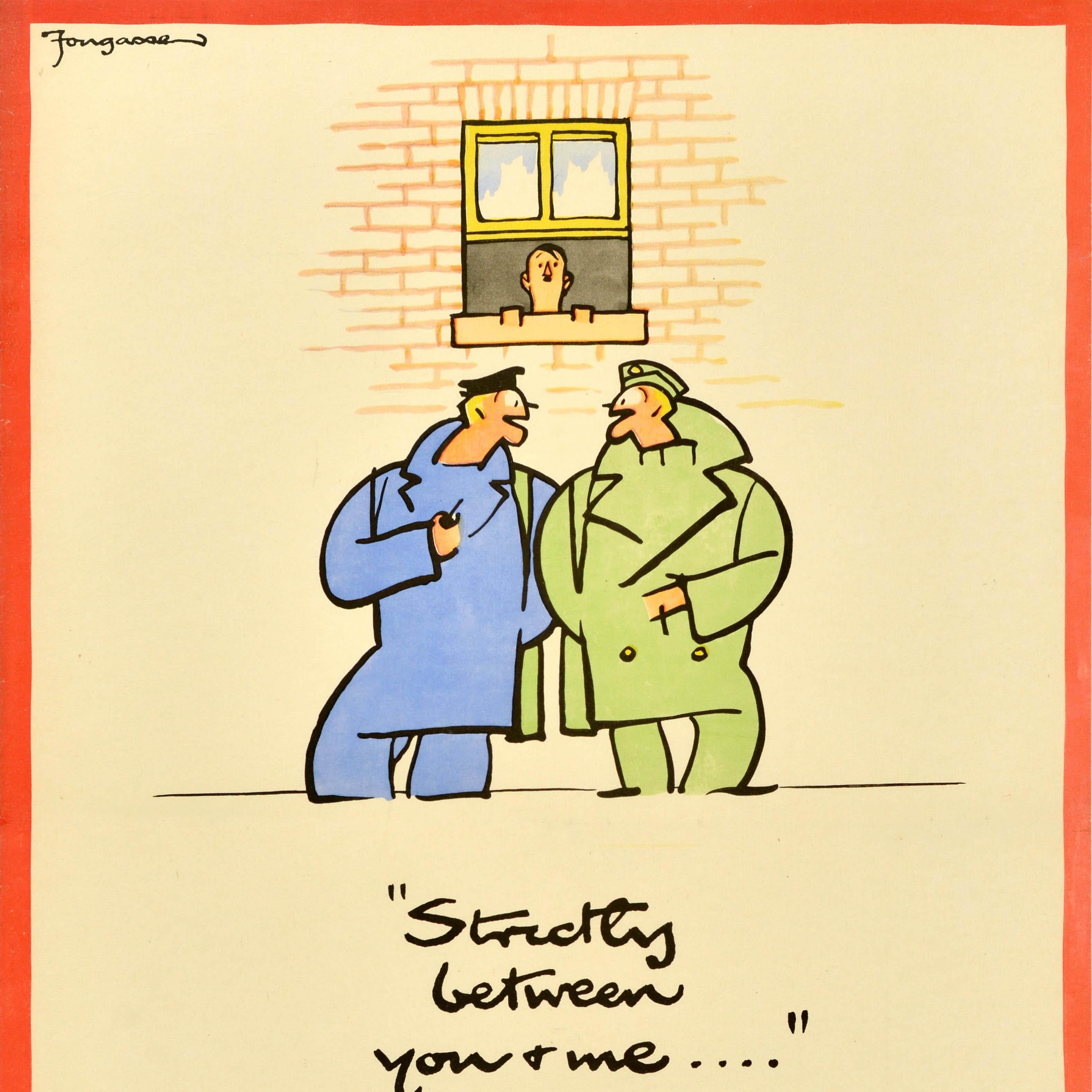 Britannico Poster di guerra originale d'epoca Parlare senza pensieri è rigorosamente tra me e te Fougass in vendita