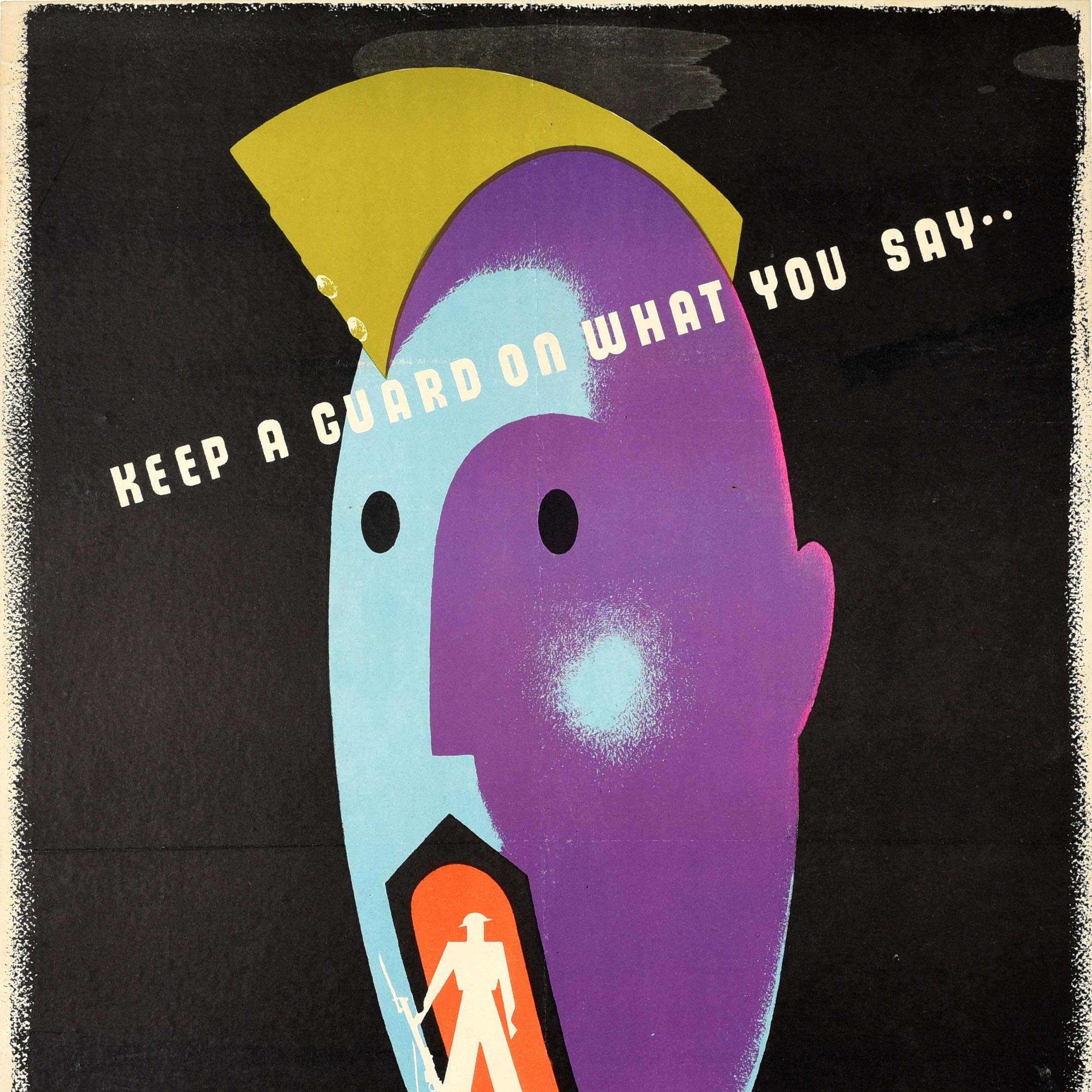 Original Vintage-Kriegsplakat „ Keep Guard On What You Say“, Abram-Spiele, Zweiter Weltkrieg (Britisch) im Angebot