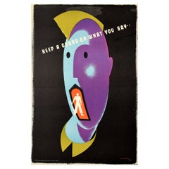 Affiche rétro originale de la guerre, Keep Guard On What You Say, Soldier, Seconde Guerre mondiale, Jeux d'Abram