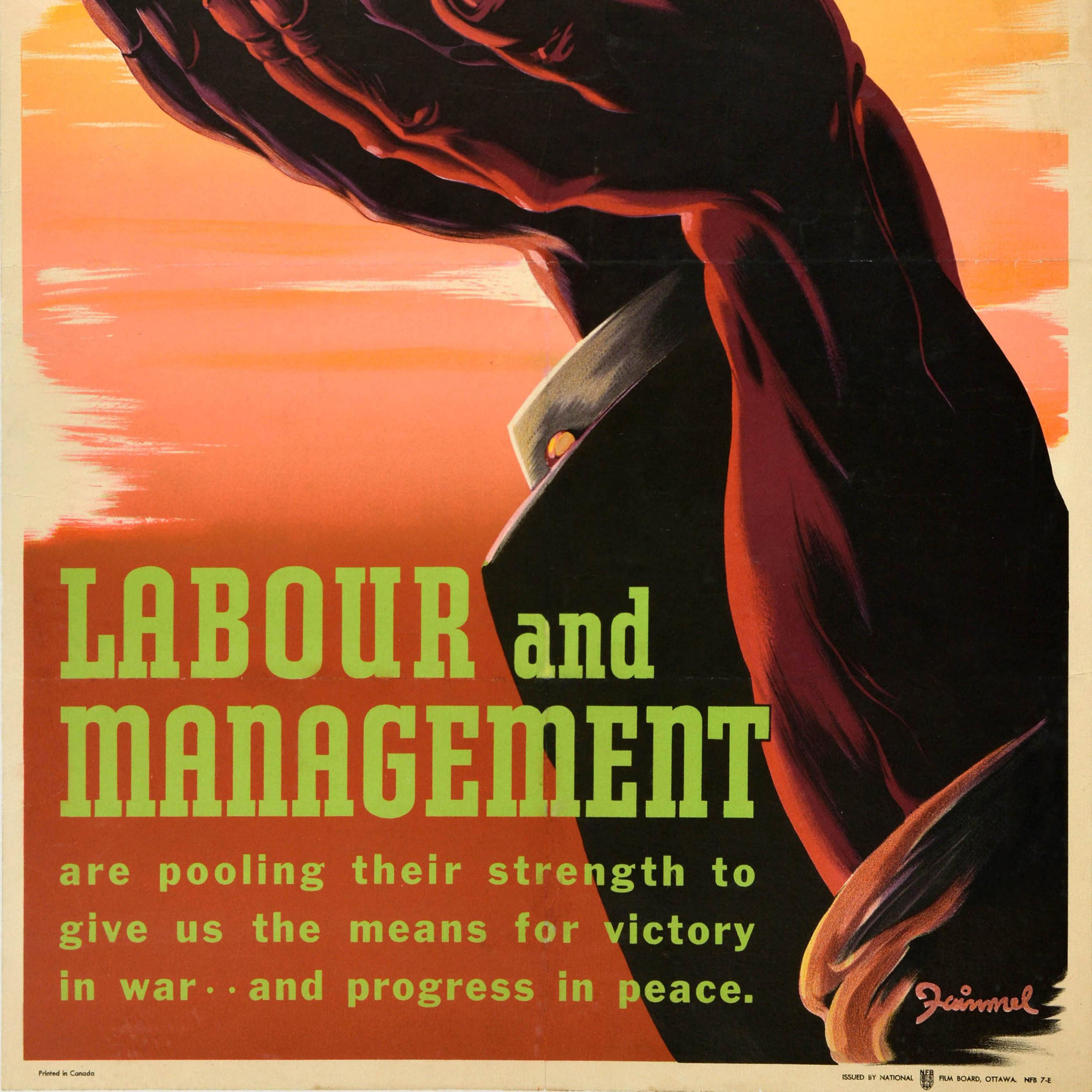 Original Vintage-Kriegsplakat, „Labour Management Strength“, Kanada, Siegeskrieg, WWII im Zustand „Gut“ im Angebot in London, GB