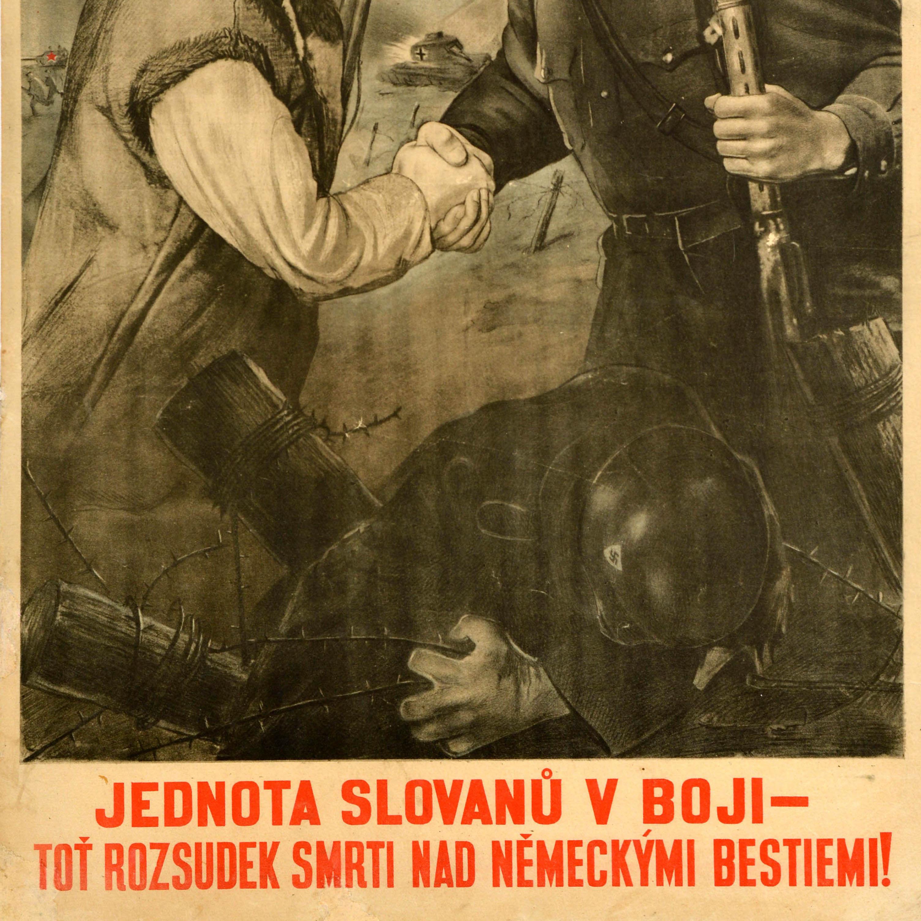Poster di guerra originale d'epoca Unità slava Condanna a morte per le bestie tedesche WWII In condizioni buone in vendita a London, GB