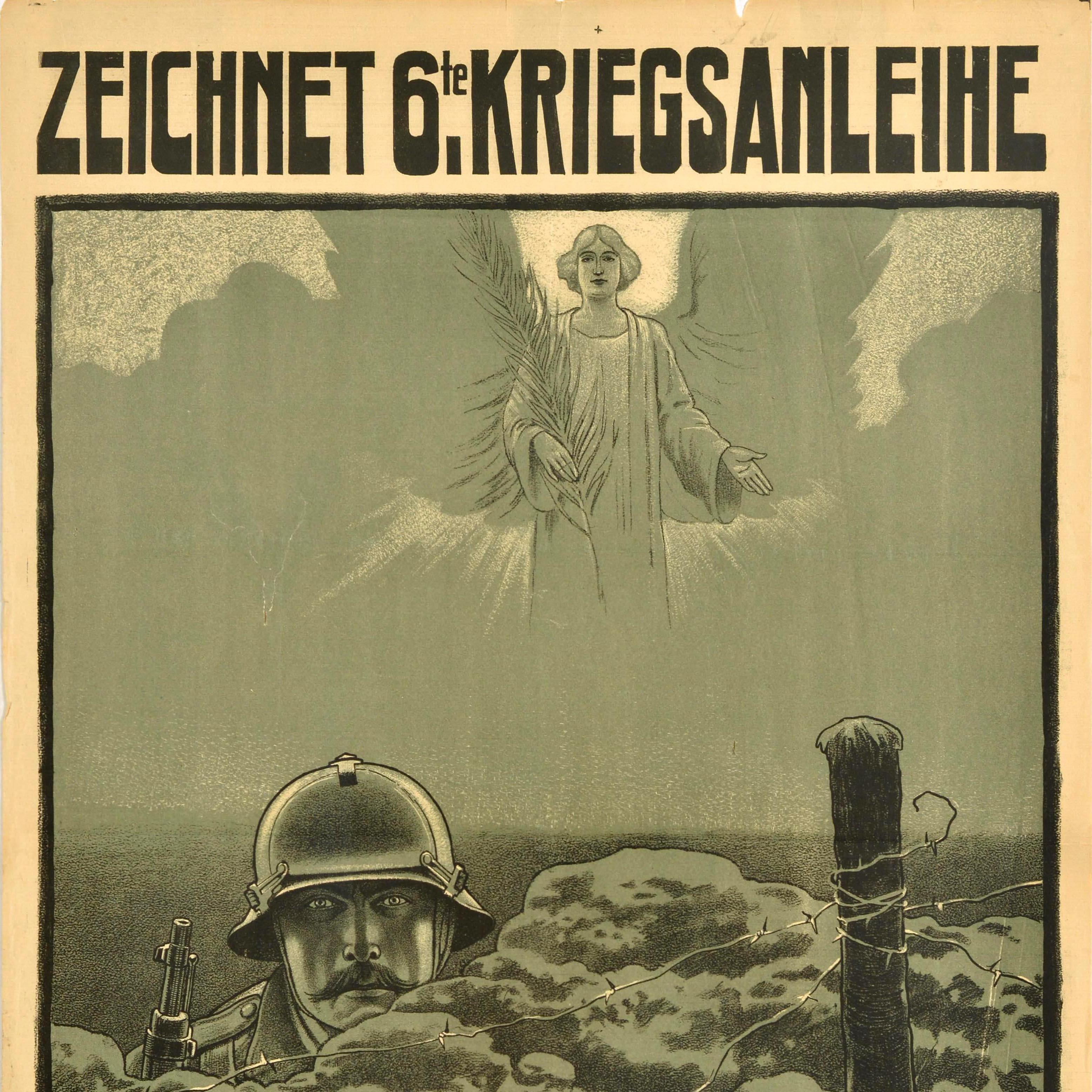 Original Vintage Cartel de Guerra Suscripción 6º Bono de Guerra Primera Guerra Mundial Banco Comercial de Viena Austríaco en venta