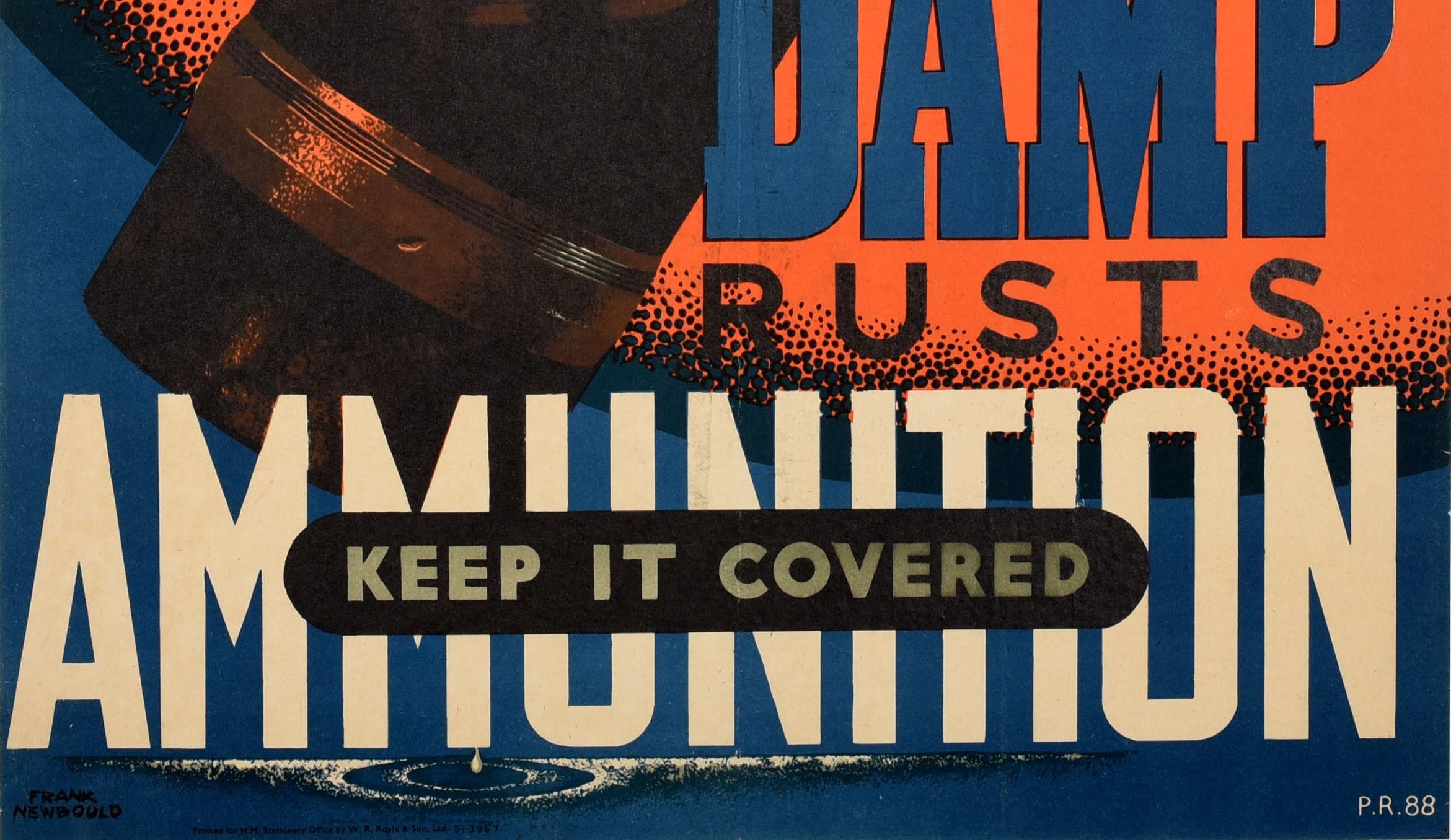 Britannique Original Vintage War Poster Sun Blisters Damp Rusts Ammunition Cover WWII Safety en vente