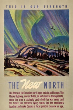 Original Vintage War Poster The New North Our Strength Alaska Highway WWII