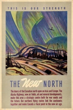Original Vintage War Poster The New North Our Strength Alaska Highway WWII