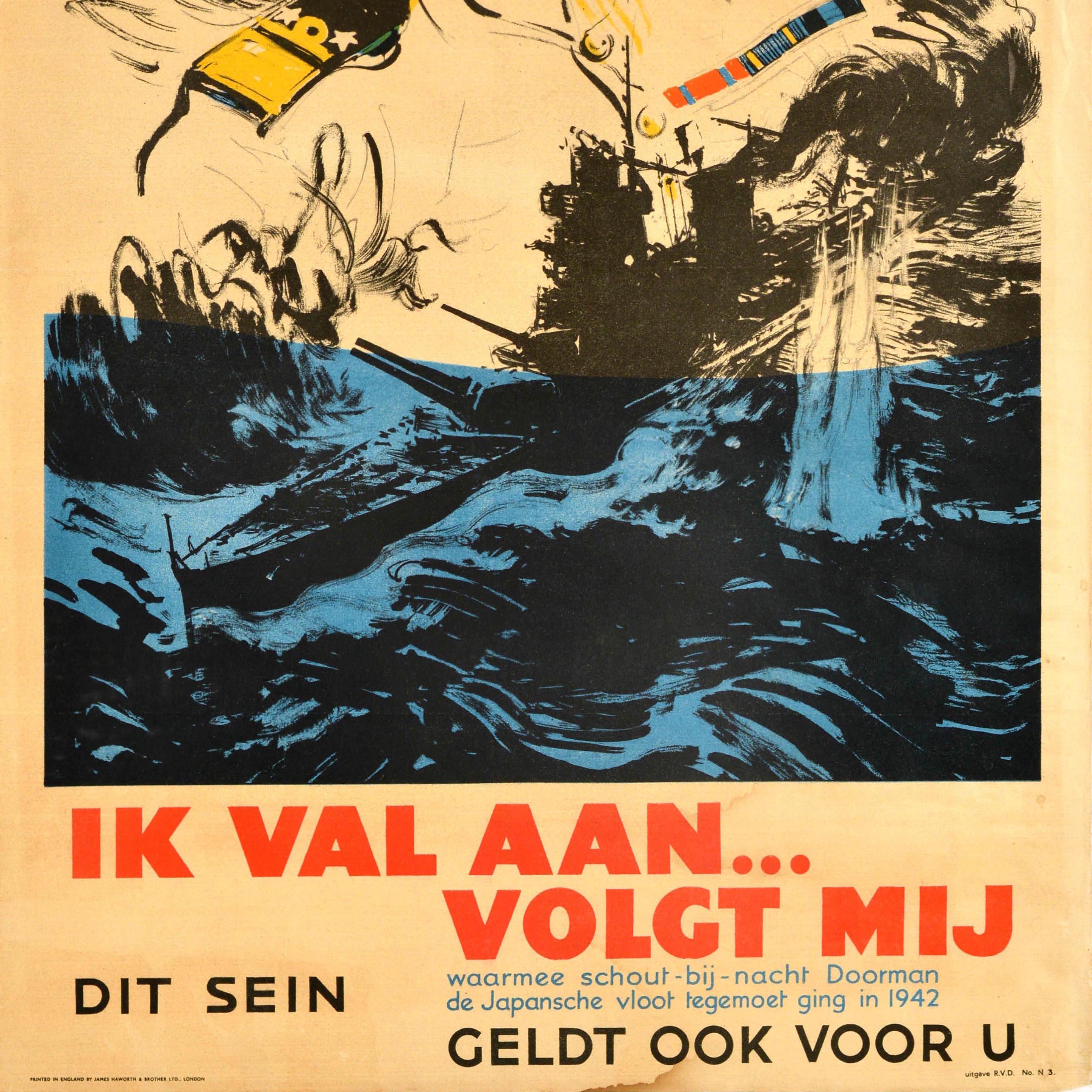 Original Vintage Cartel de Guerra Reclutamiento de la Marina del Reino Unido Holanda Segunda Guerra Mundial Indias Orientales Holandesas en Bastante bueno estado para la venta en London, GB