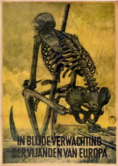 Original Vintage War Poster We Are Happy To Welcome Europe's Enemies WWII Nazi