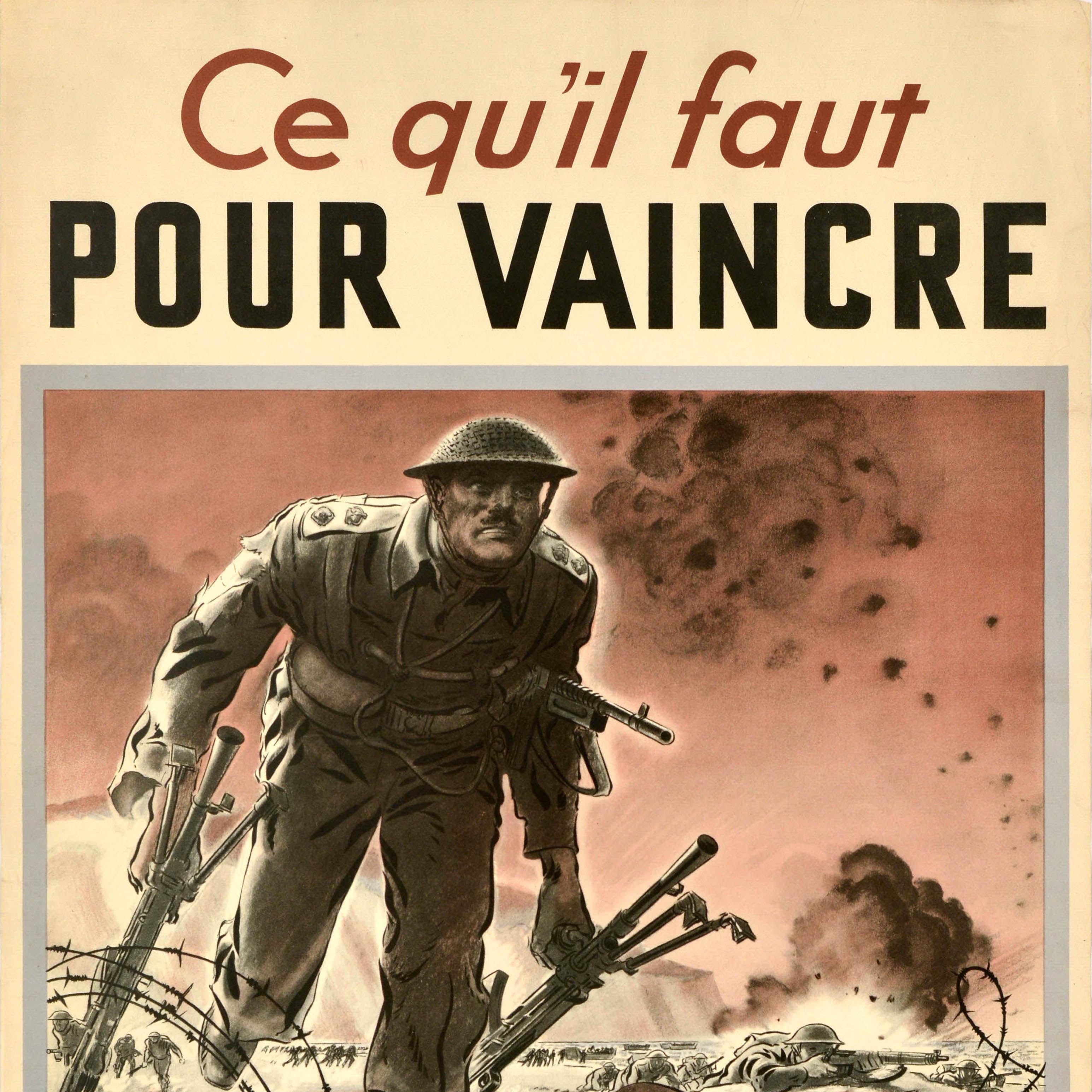 Canadian Original Vintage War Poster What It Takes To Win WWII Colonel Merritt Dieppe For Sale