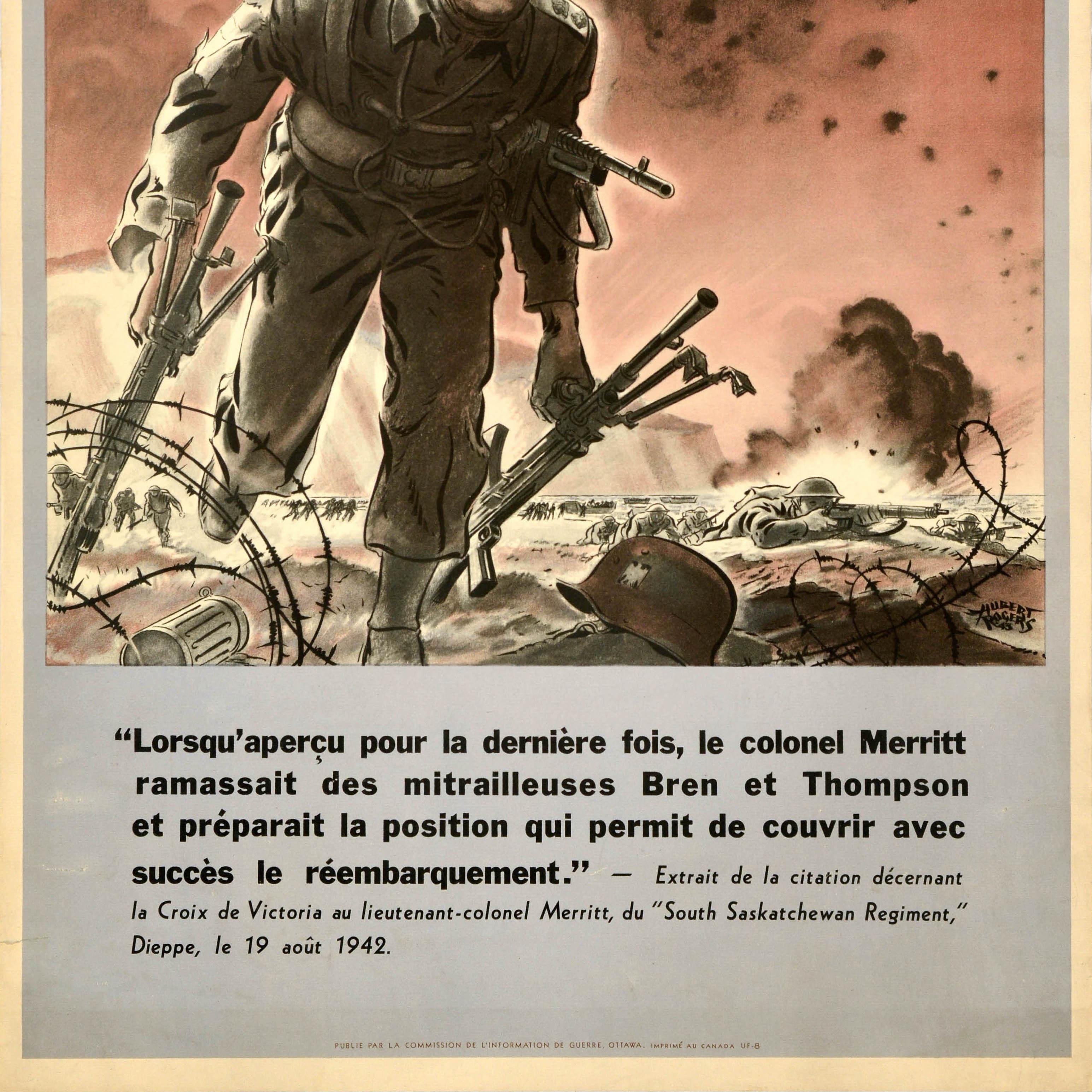 Original Vintage War Poster What It Takes To Win WWII Colonel Merritt Dieppe In Good Condition For Sale In London, GB