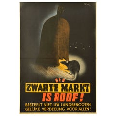 Original Vintage War Poster Zwarte Markt Black Market Theft WWII Pat Keely Rat