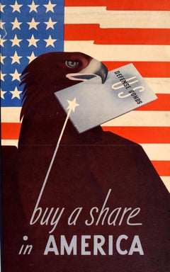 Original Vintage War Propaganda Poster Buy A Share In America US Bonds WWII