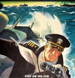 Original Vintage War Propaganda Poster Don't Slow Up The Ships WWII Jon Whitcomb
