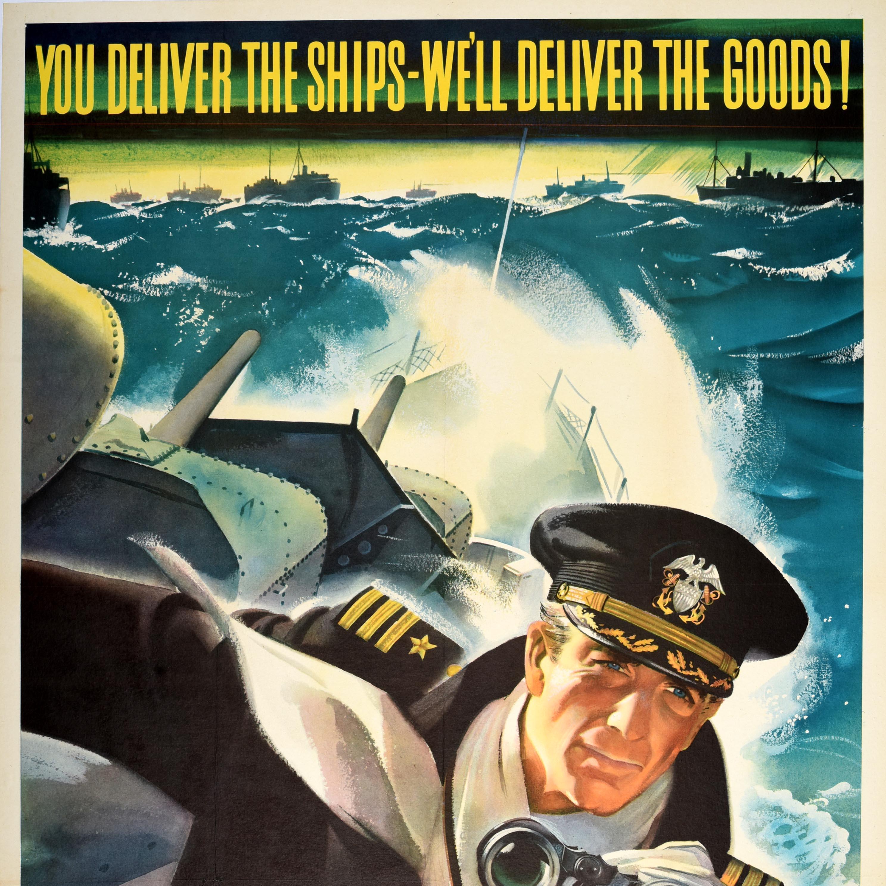 Original Vintage War Propaganda Poster Don't Slow Up The Ships WWII Jon Whitcomb (amerikanisch) im Angebot