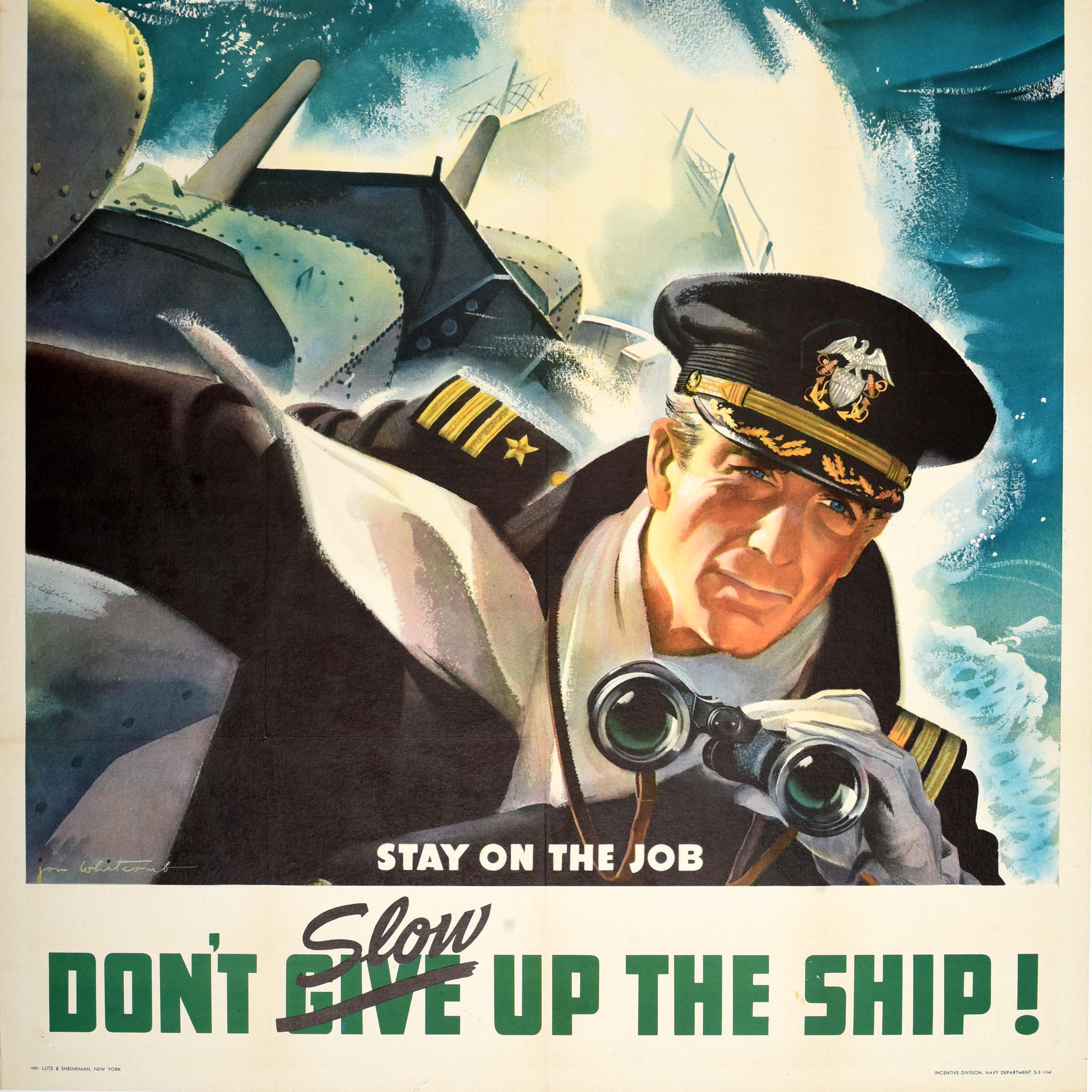 Original Vintage War Propaganda Poster Don't Slow Up The Ships WWII Jon Whitcomb im Zustand „Gut“ im Angebot in London, GB