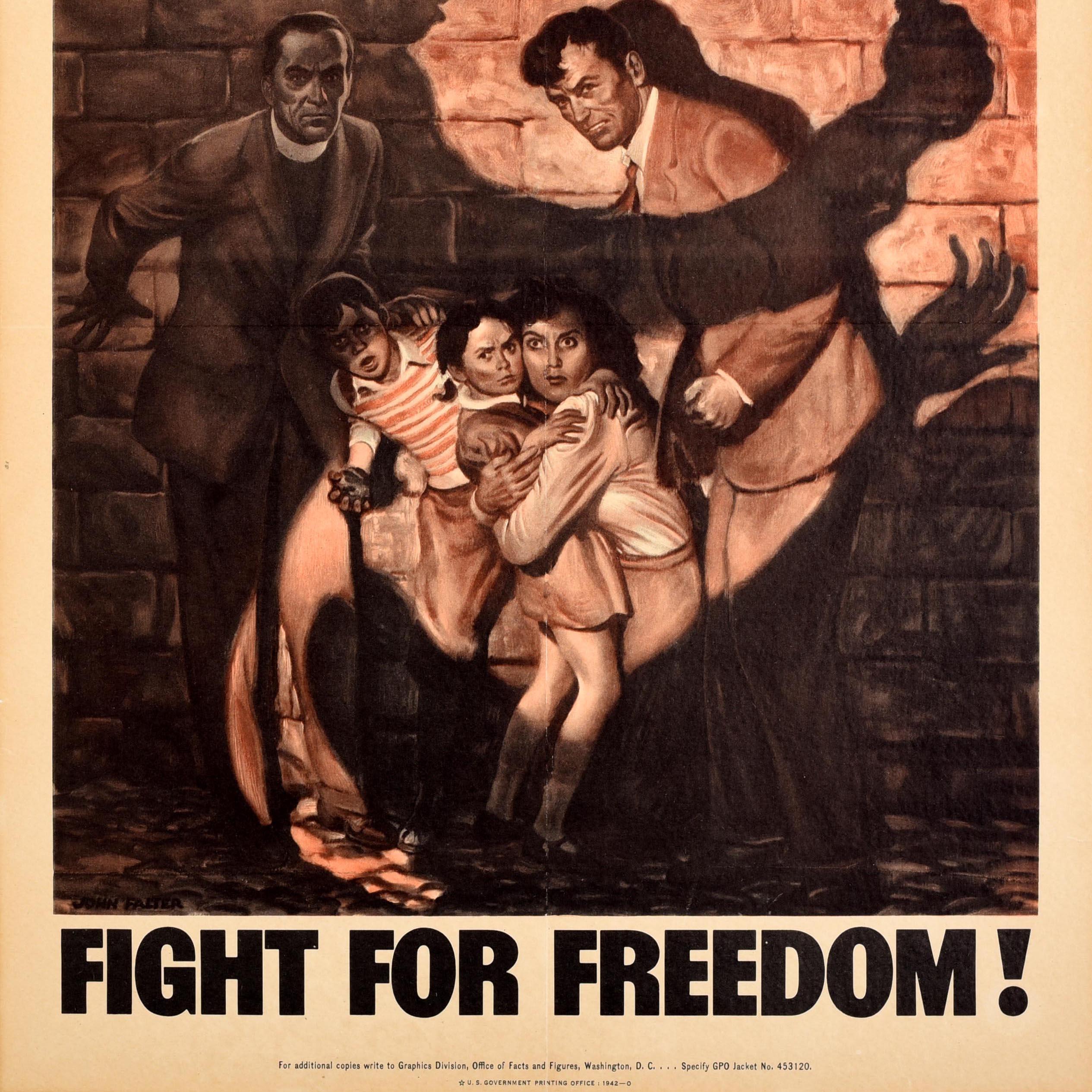 Poster originale di propaganda bellica d'epoca Lotta per la libertà Mezzo schiavo libero WWII In condizioni buone in vendita a London, GB