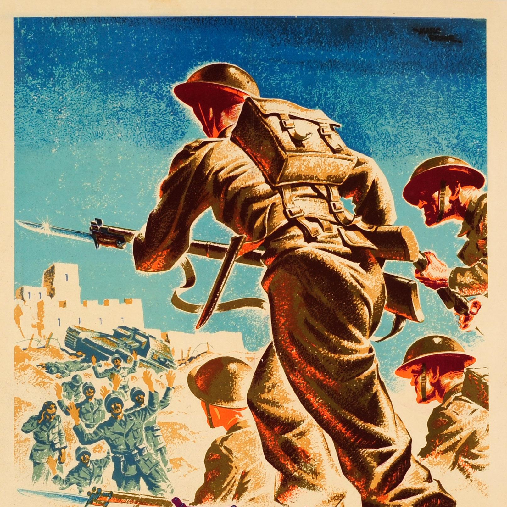 Britannique Affiche de propagande de guerre originale Help Britain Finish the Job Libya WWII en vente