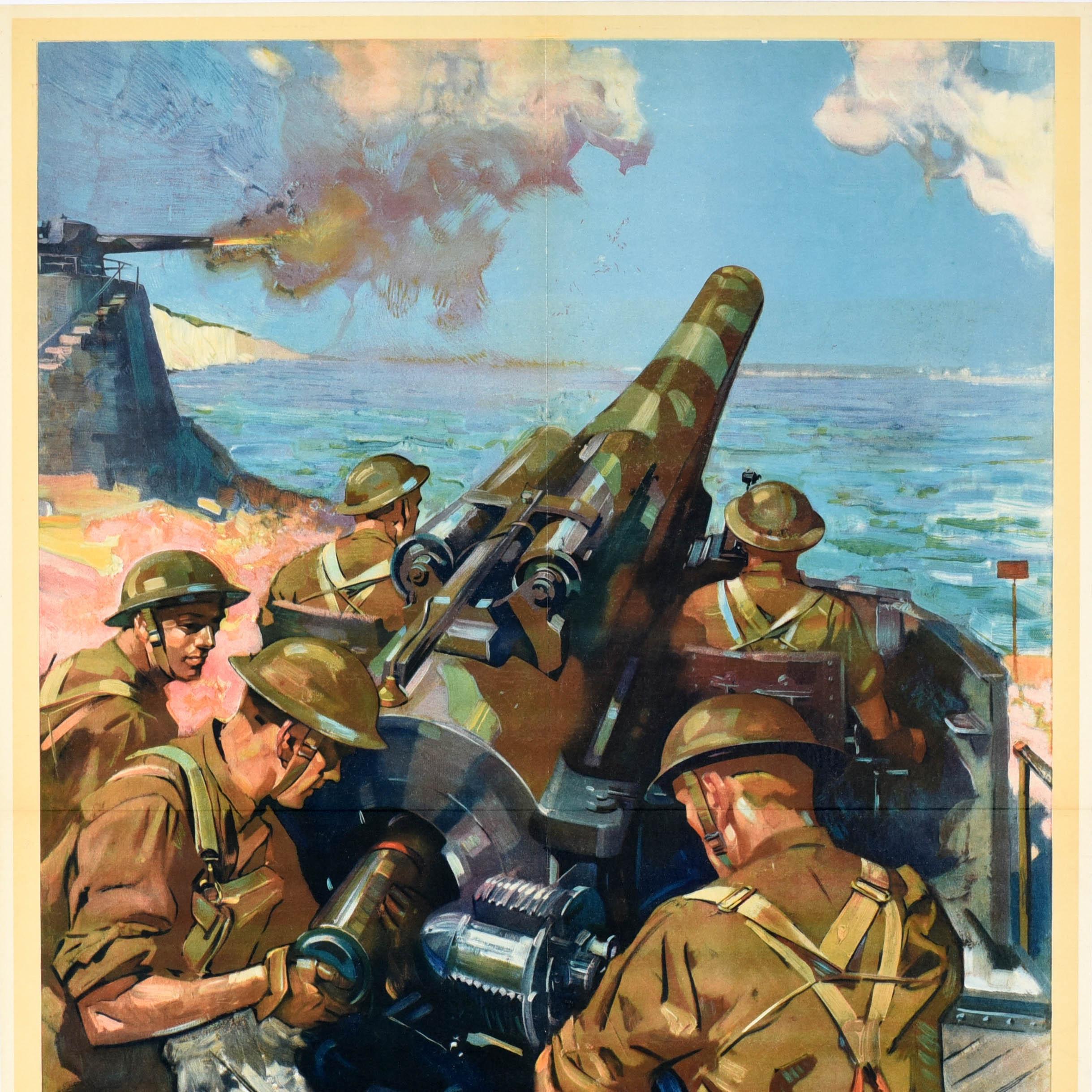 Britannique Original Vintage War Propaganda Poster Help Britain Finish The Job WWII Cuneo en vente