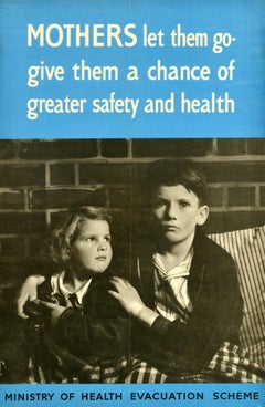 Original Vintage War Propaganda Poster Mothers Let Them Go WWII Evacuation
