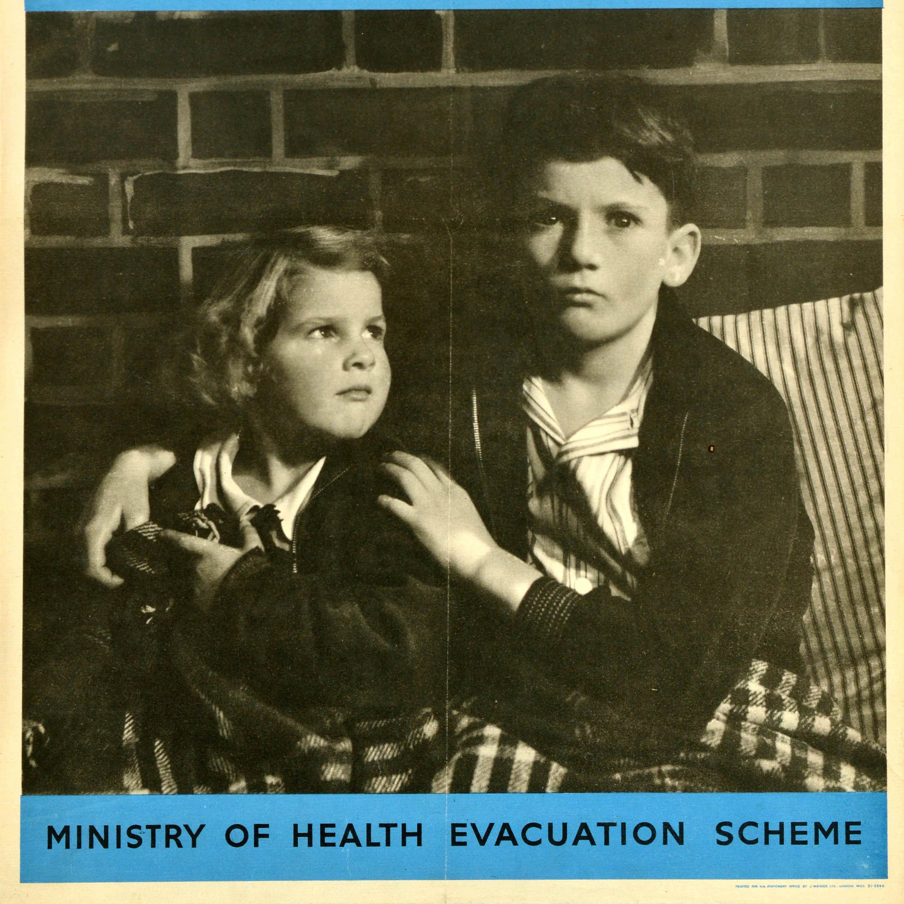 Original Vintage War Propaganda Poster Mothers Let Them Go WWII Evacuation im Zustand „Gut“ im Angebot in London, GB