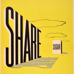 Original Vintage War Propaganda Poster Share Sugar WWII Modernism US Rationing