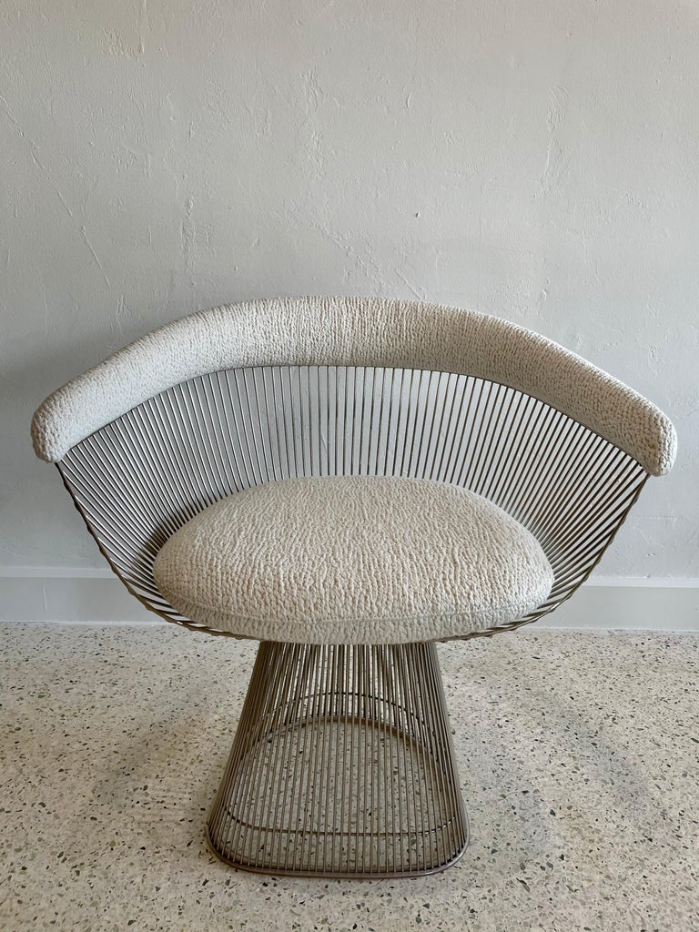 Mid-Century Modern Original Vintage Chrome Warren Platner for Knoll Dining Table + 4 Armchairs For Sale
