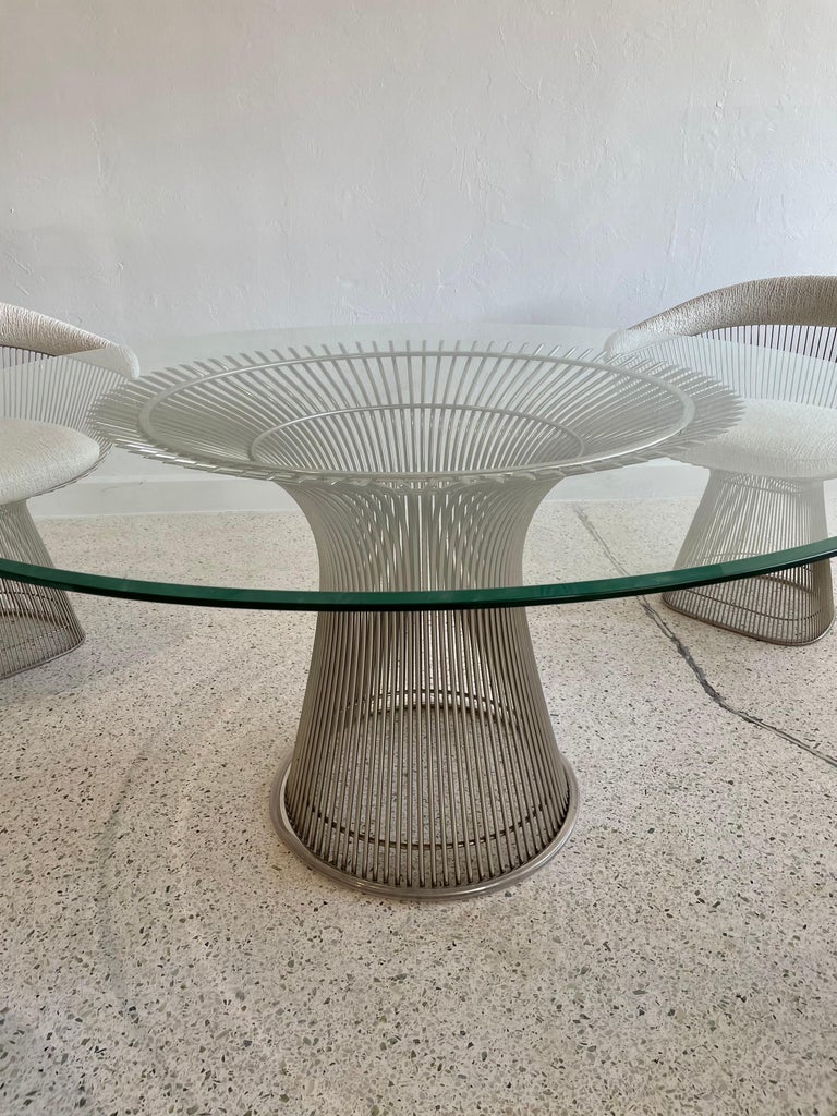 American Original Vintage Chrome Warren Platner for Knoll Dining Table + 4 Armchairs For Sale