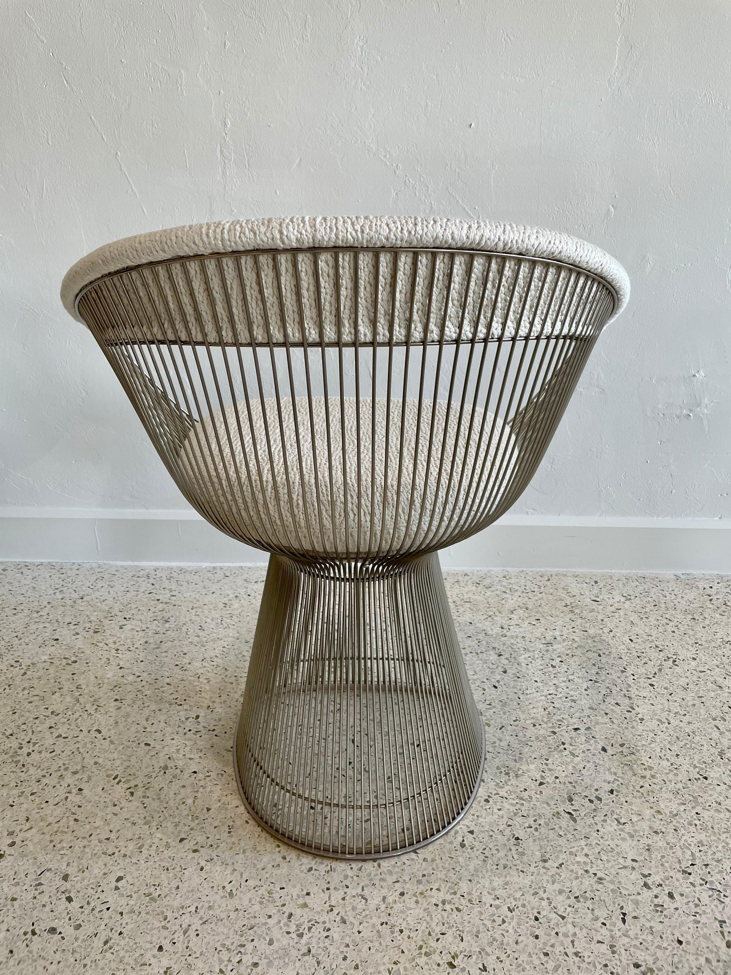 Bouclé Original Vintage Chrome Warren Platner for Knoll Dining Table + 4 Armchairs