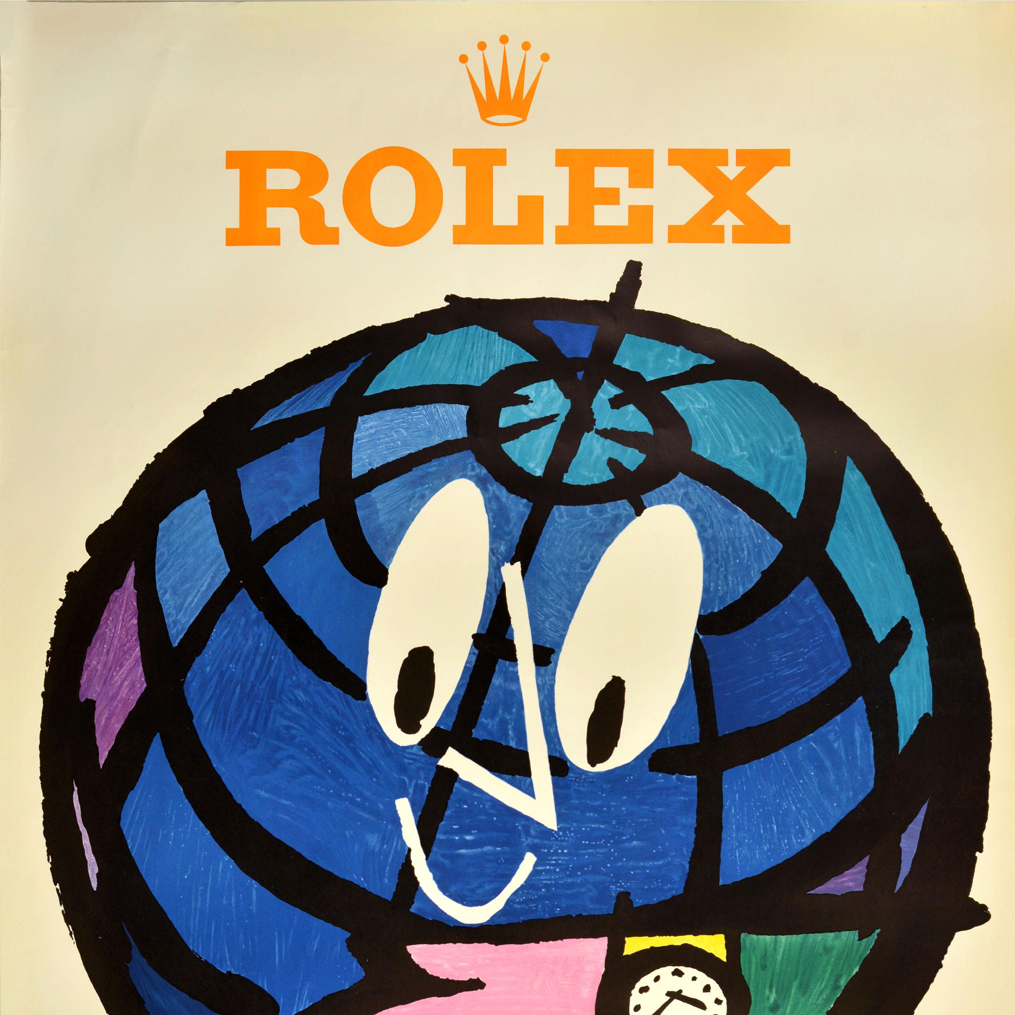 Svizzero Poster pubblicitario originale per orologi d'epoca Rolex Herbert Herbert Leupin in vendita