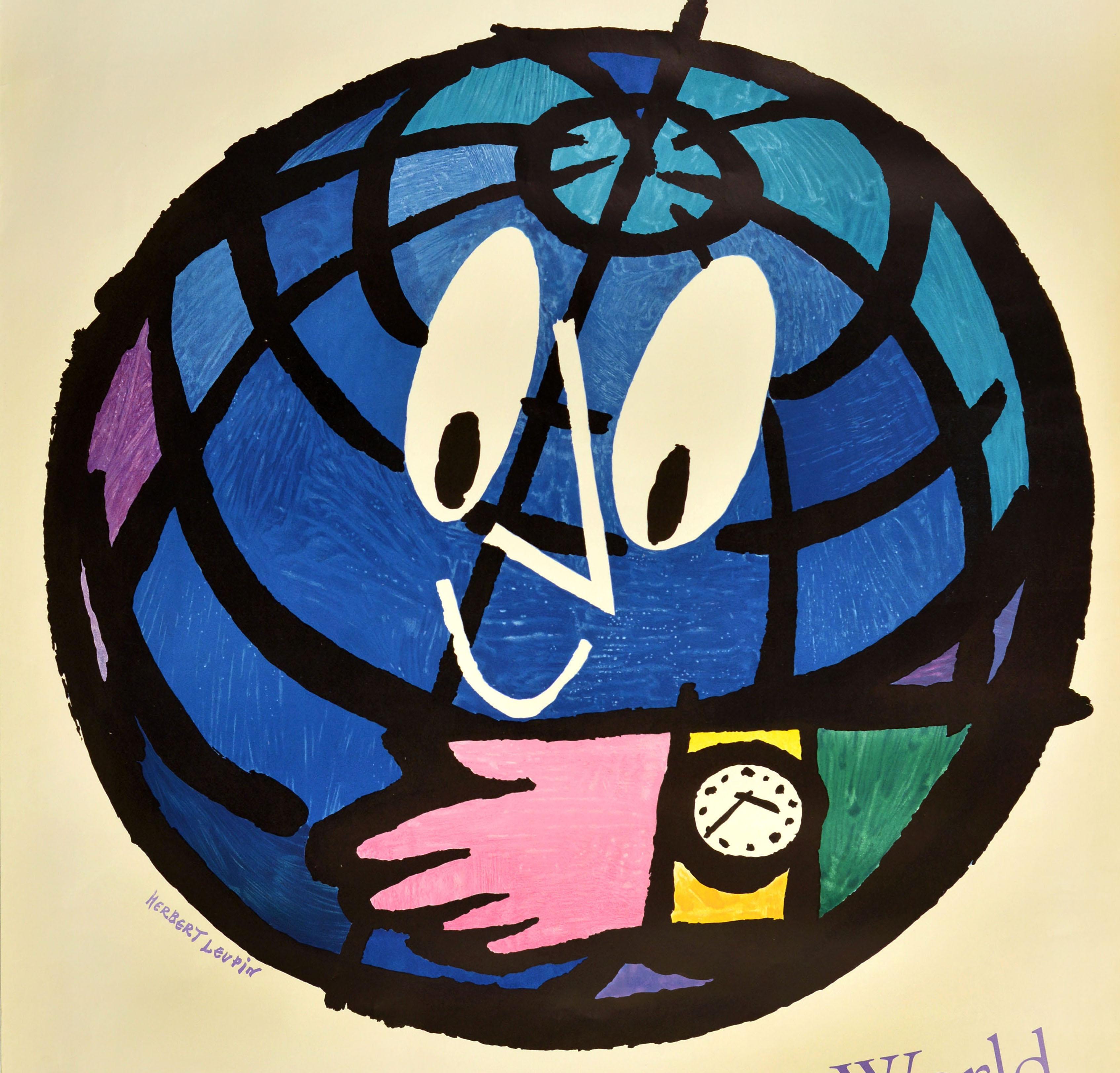 Metà XX secolo Poster pubblicitario originale per orologi d'epoca Rolex Herbert Herbert Leupin in vendita