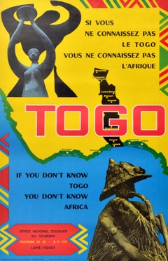 Poster di viaggio originale dell'Africa occidentale d'epoca Don't Know Togo Don't Know Africa