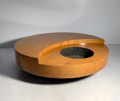 Original Vintage Willy Rizzo TRG Revolving Coffee Table Italy 1970 in Burl