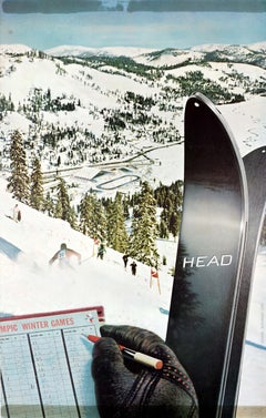 Original Vintage Winter Sport Advertising Poster Head Ski Squaw Valley Olympics