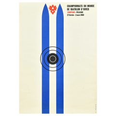 Original Vintage Winter Sport Poster Biathlon World Championship Zakopane Poland