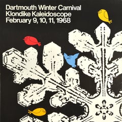 Original Vintage Winter Sport Poster Dartmouth Winter Carnival Ski Klondike