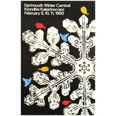 Original Vintage Winter Sport Poster Dartmouth Winter Carnival Ski Klondike