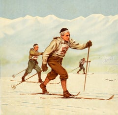 Original Vintage Winter Sport Poster Jasna Tatry Low Tatras Cross Country Skiing