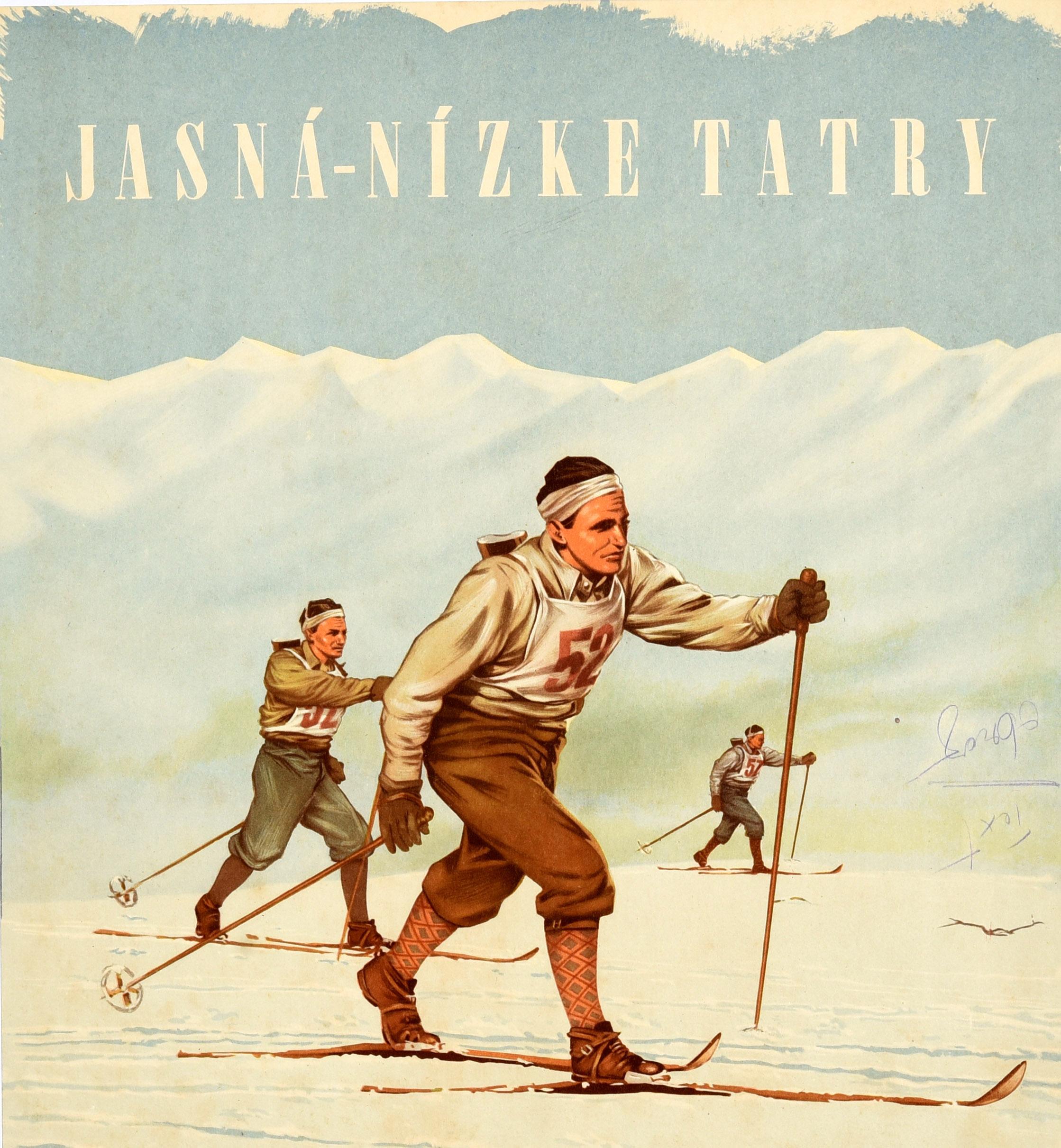 Ceco Poster originale d'epoca sugli sport invernali Jasna Tatry Bassi Tatra Sci di fondo in vendita