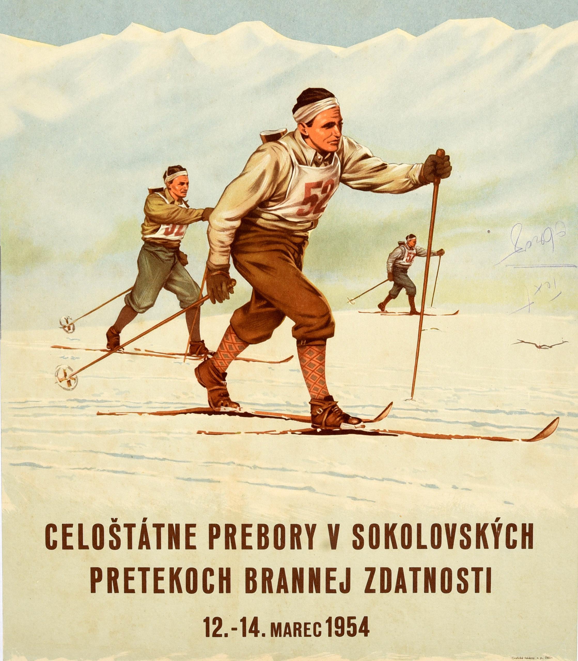 Poster originale d'epoca sugli sport invernali Jasna Tatry Bassi Tatra Sci di fondo In condizioni buone in vendita a London, GB