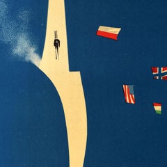 Póster original vintage de deportes de invierno Campeonatos del Mundo de Esquí Nórdico Polonia Arte