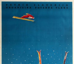 Original Vintage Winter Sport Poster Ski Jump Flying Planica Yugoslavia Slovenia