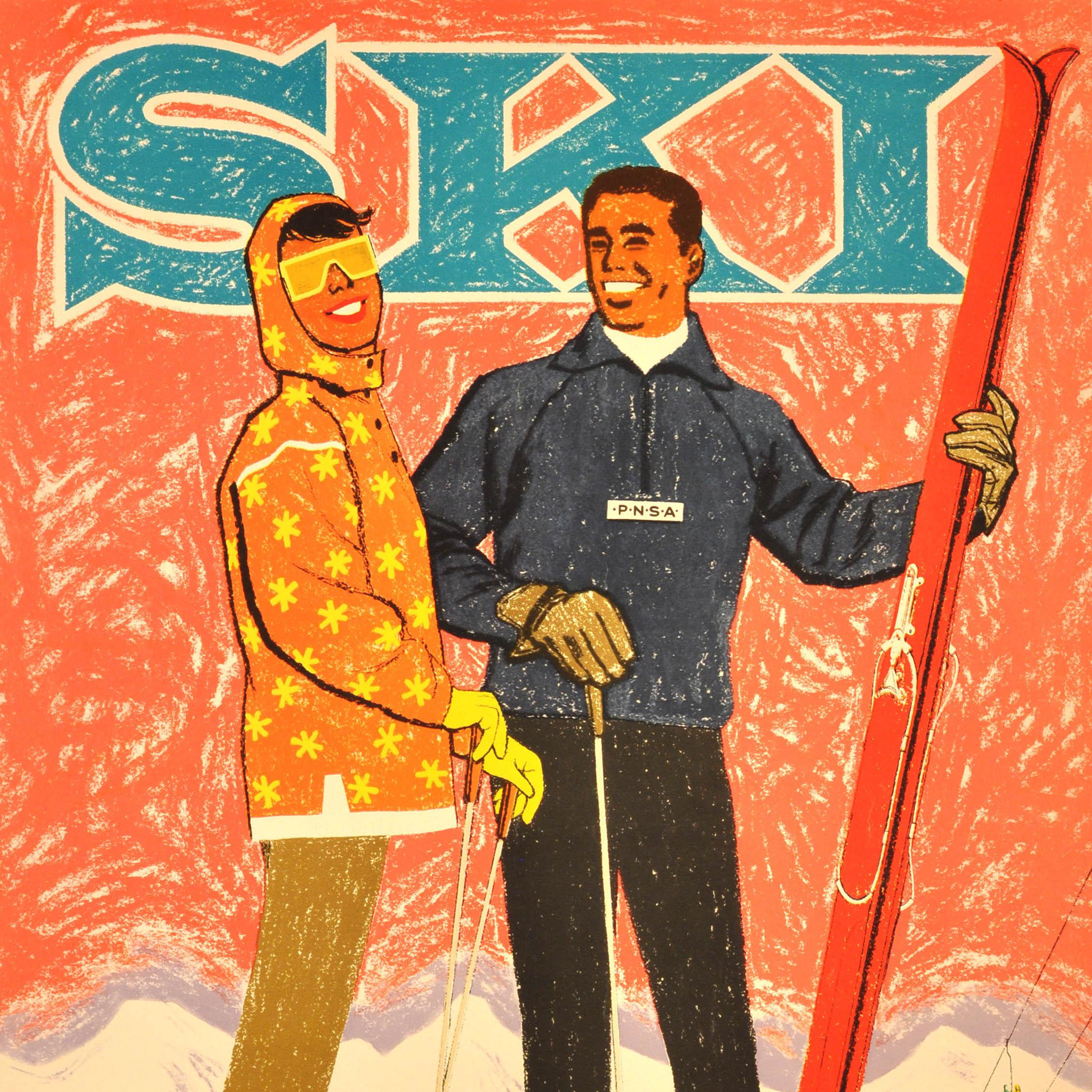 Americano Poster originale d'epoca sugli sport invernali Sci Washington State Willi Allen Midcentury in vendita