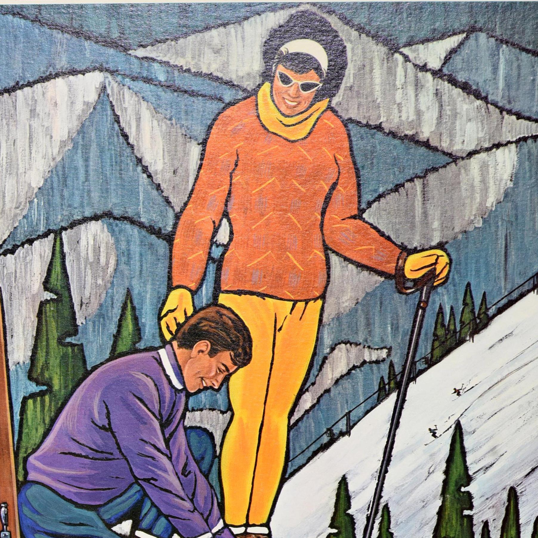 Poster originale d'epoca sugli sport invernali South Dakota Winter Pleasure Black Hills In condizioni buone in vendita a London, GB