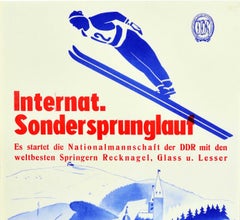 Original Vintage Winter Sport Poster Sprunglauf Neuhasen Ore Mountains Ski Jump