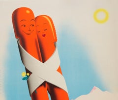 Original Vintage Winter Sport Skiing Travel Poster Austria Autriche Romantic Ski