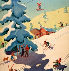 Original Vintage Winter Sport Travel Poster Hokkaido Sports Festival Otaru