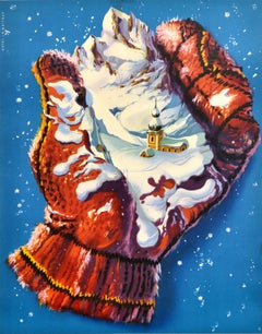 Original Vintage Winter Sport Travel Poster Salzburg Winter Land Austria