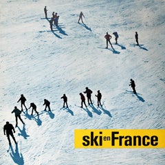 Original Vintage Winter Sport Travel Poster Ski En France Skiing Leblanc