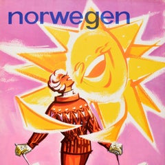 Original Vintage Winter Sport Travel Poster Ski Norway Winter Paradise Knut Yran