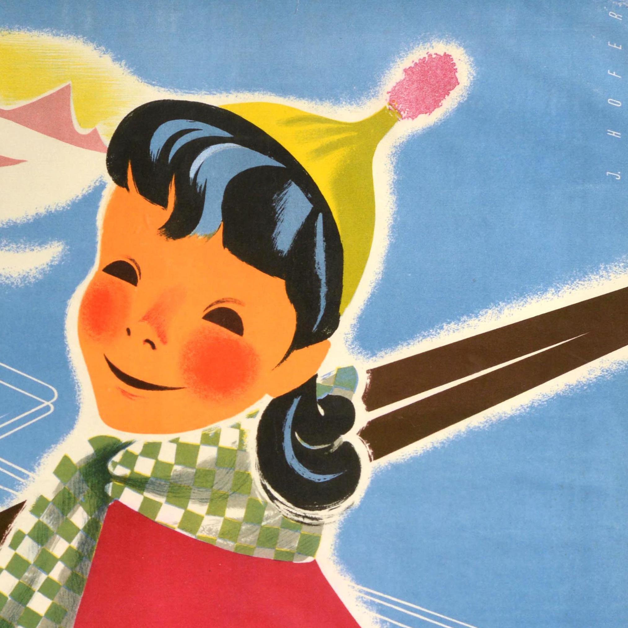 Metà XX secolo Poster originale d'epoca per lo sport invernale Vorarlberg Austria Osterreich Skiing in vendita