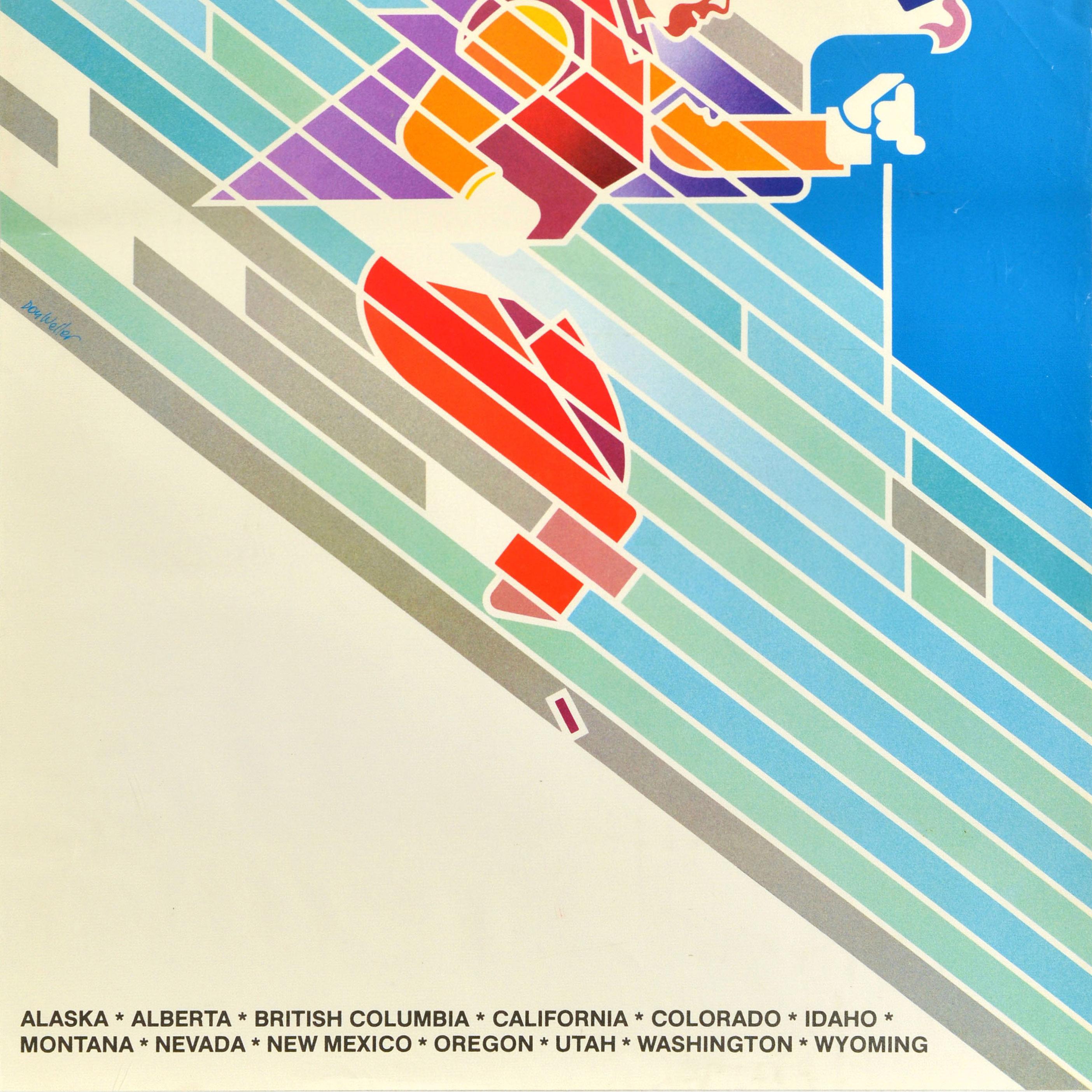 Original Vintage Póster de viaje de deportes de invierno Western Airlines SkiBirds Esquí en Bueno estado para la venta en London, GB